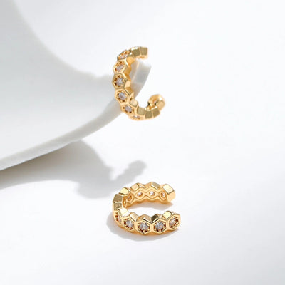 1 Pair Lady Modern Style Shiny Semicircle Inlay Copper Zircon Ear Cuffs