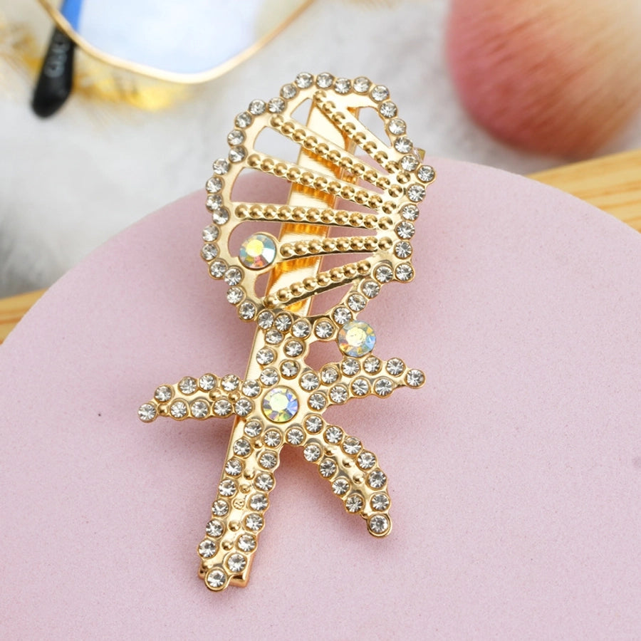 fairy style bow knot metal inlay rhinestones pearl hair clip 1 piece