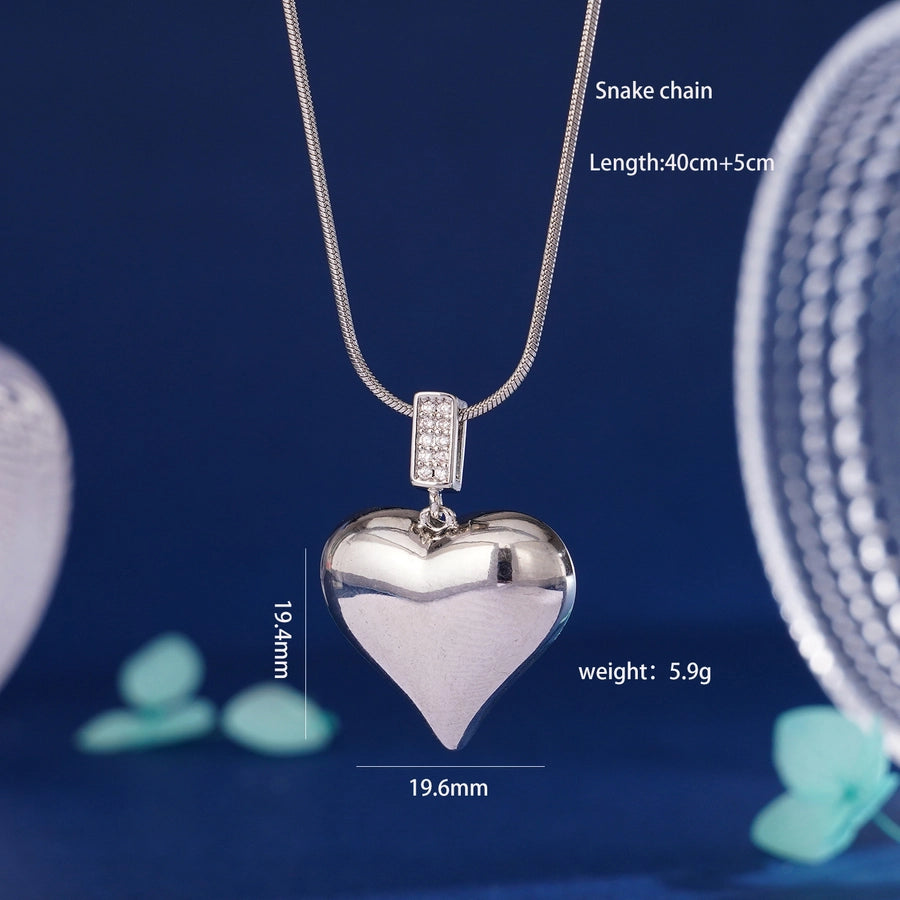 304 Stainless Steel Copper Heart Shape Pendant Necklace