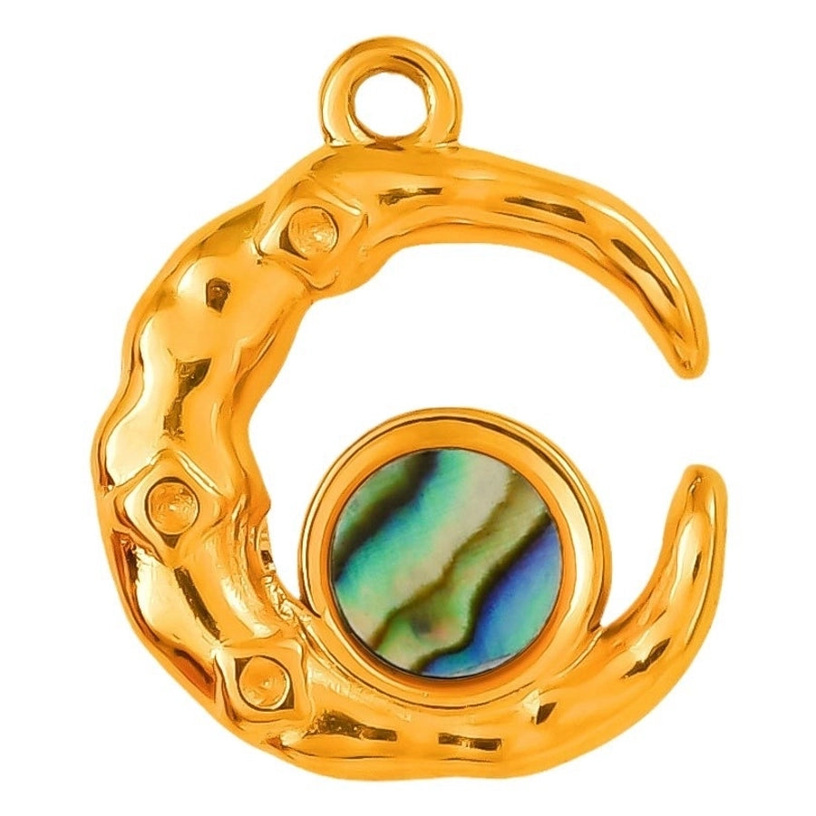 Jewelry Vintage Style Classic Style Moon 304 Stainless Steel Shell Abalone Shell 18K Gold Plated Irregular Plating Pendant Necklace