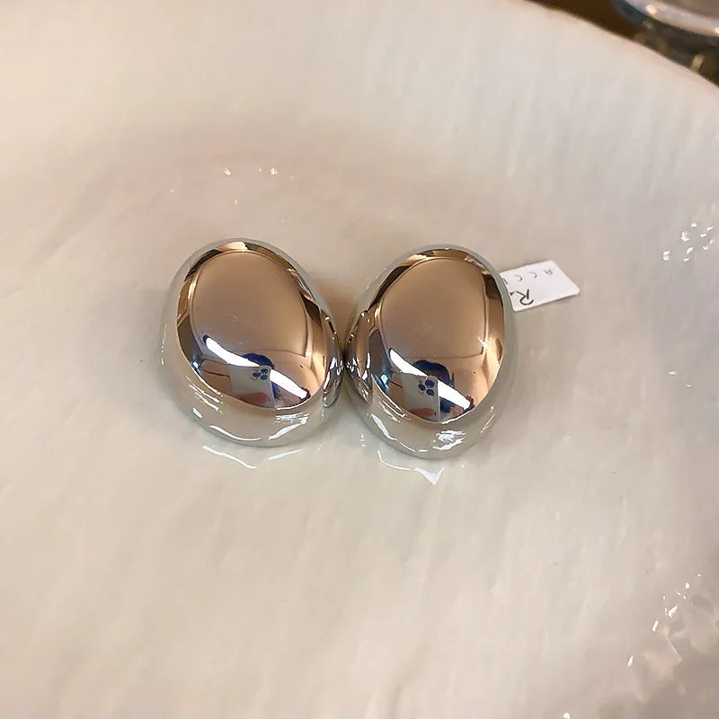 retro c shape solid color metal plating women's earrings 1 pair
