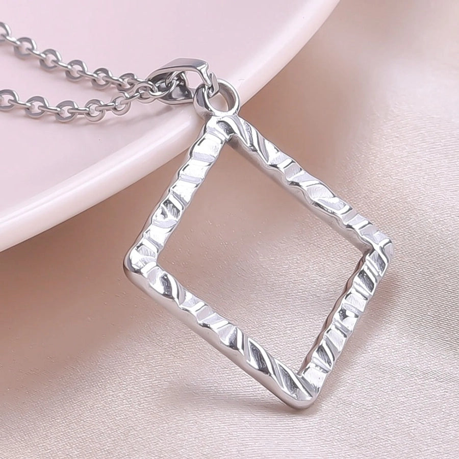 Jewelry Basic Simple Style Classic Style Square 304 Stainless Steel 18K Gold Plated Plating Pendant Necklace