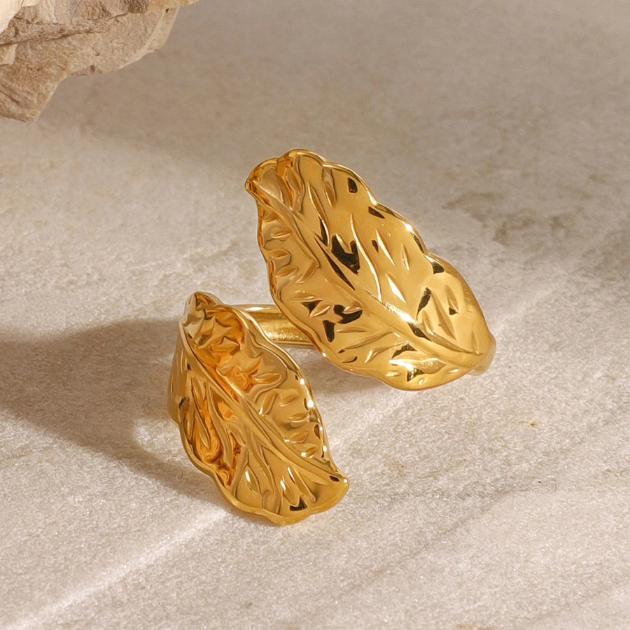 Jewelry Simple Style Classic Style Leaves 304 Stainless Steel Open Rings