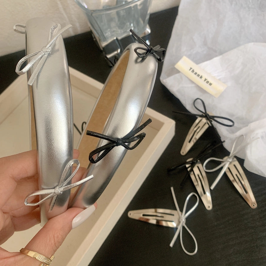 Women's Sweet Simple Style Bow Knot Leather Hair Clip Hair Band