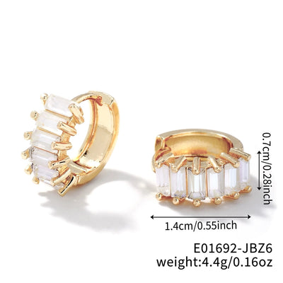 1 Pair Casual Glam Shiny Solid Color Inlay Copper Zircon K Gold Plated Rhodium Plated Ear clip