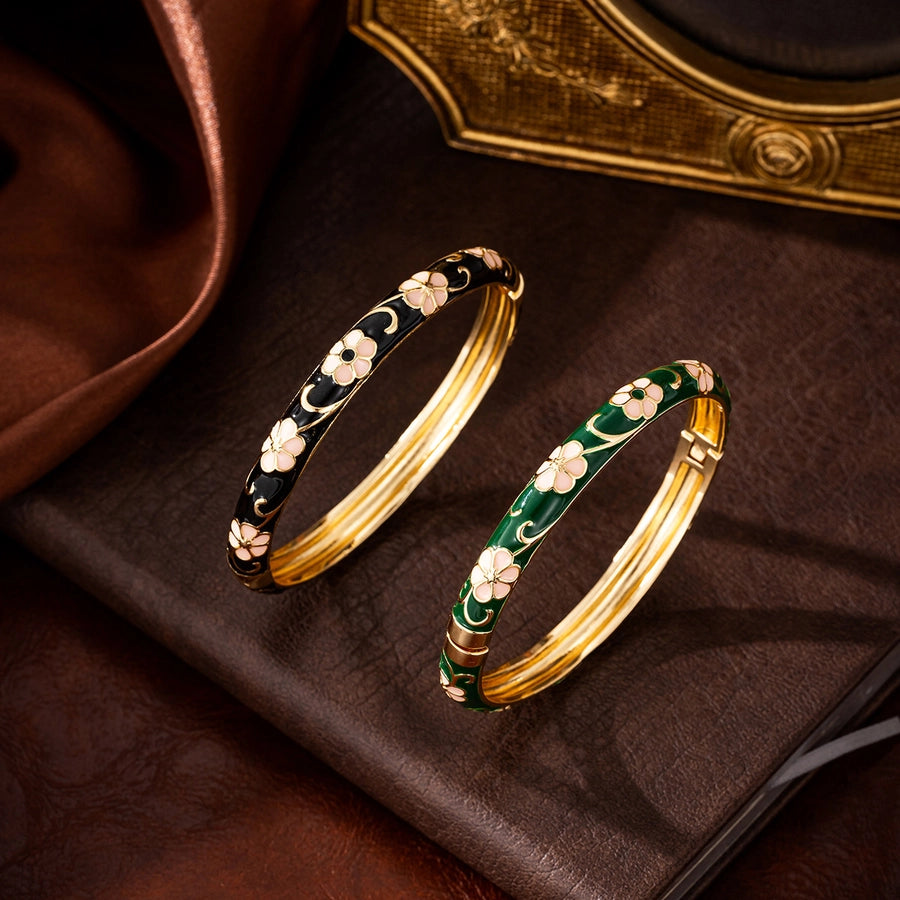 Jewelry Retro Flower Copper Bangle