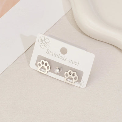 1 Set Halloween Cute Sweet Animal Cat Bat Polishing Inlay 304 Stainless Steel Zircon 18K Gold Plated Ear Studs