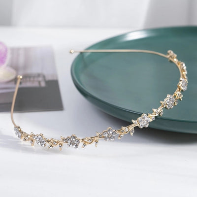 women's simple style waves flower bow knot metal inlay pearl zircon hair band