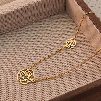 Jewelry Sweet Classic Style Flower 304 Stainless Steel 18K Gold Plated Plating Pendant Necklace