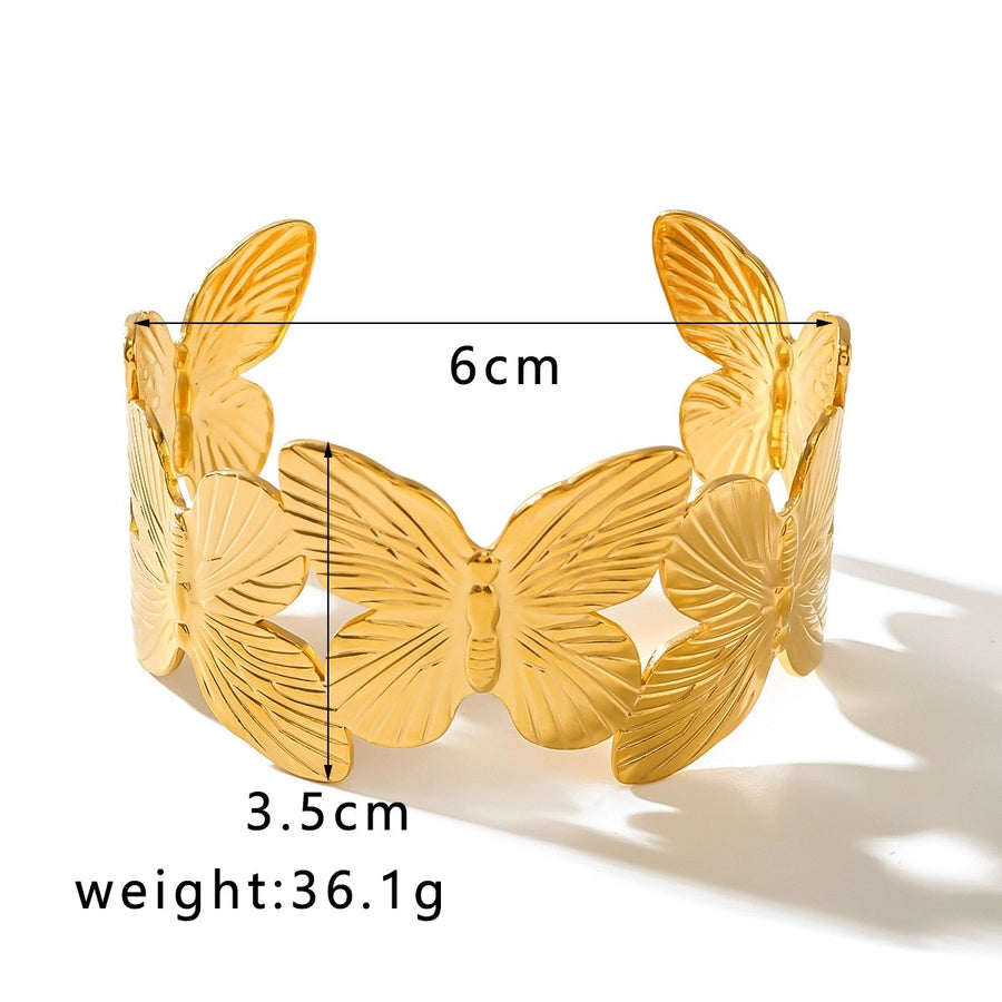 Elegant Butterfly 304 Stainless Steel 18K Gold Plated Bangle In Bulk