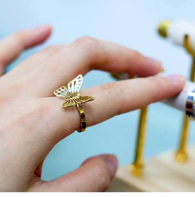 Jewelry Classic Style Commute Butterfly 304 Stainless Steel 18K Gold Plated Hollow Out Jewelry Set