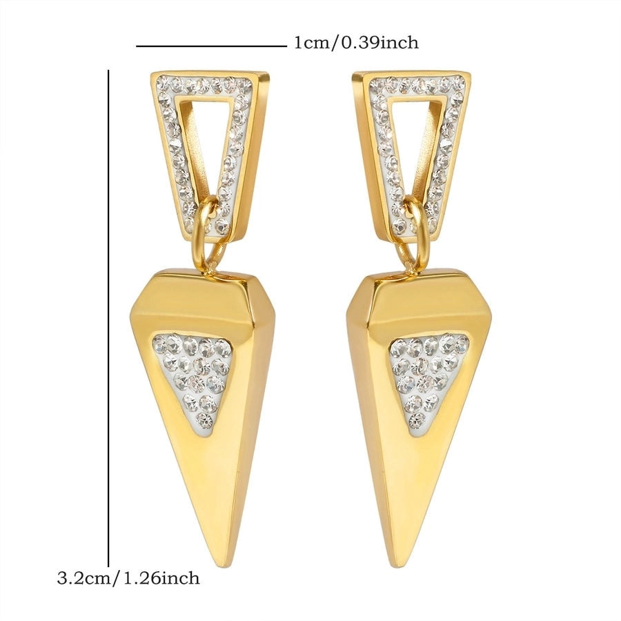 Jewelry Streetwear Triangle 304 Stainless Steel Zircon Plating Earrings Necklace