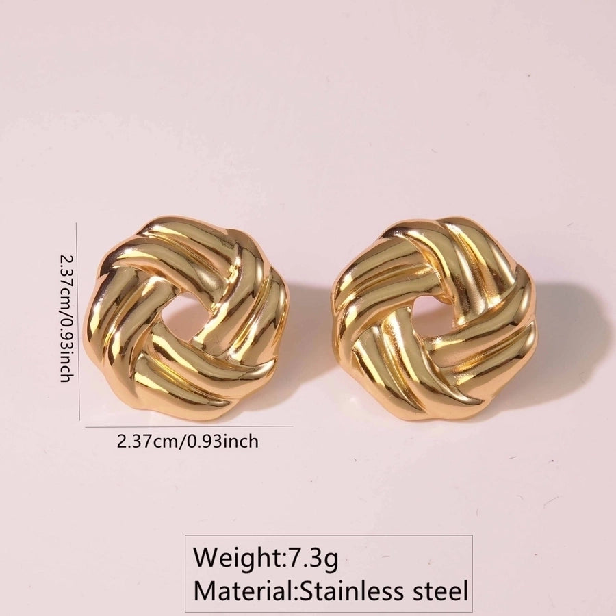 1 Pair French Style Classic Style Geometric Round Hollow Out 304 Stainless Steel Imitation Gold  Ear Studs