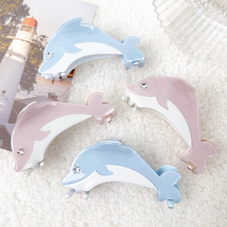 Women's Sweet Dolphin Acetic acid sheets Inlay Rhinestones Hair Claws