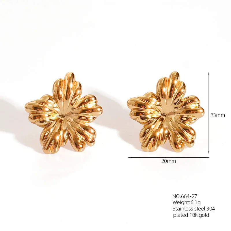 1 Pair Retro French Style Classic Style Geometric Flower 304 Stainless Steel Artificial Pearls 18K Gold Plated Imitation Gold  Ear Studs