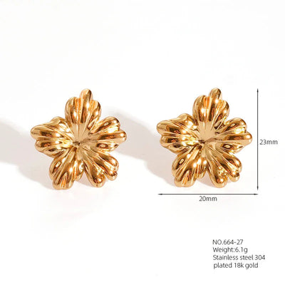 1 Pair Retro French Style Classic Style Geometric Flower 304 Stainless Steel Artificial Pearls 18K Gold Plated Imitation Gold  Ear Studs
