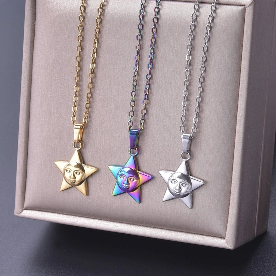 Jewelry Simple Style Pentagram 304 Stainless Steel Plating Pendant Necklace