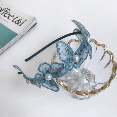 fashion butterfly alloy lace inlay artificial pearls hair band 1 piece