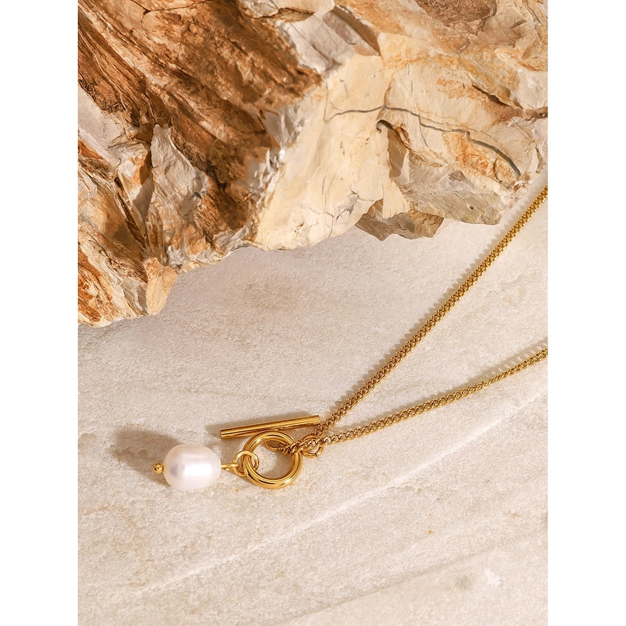 Jewelry Simple Style Classic Style Oval 304 Stainless Steel Toggle Pendant Necklace