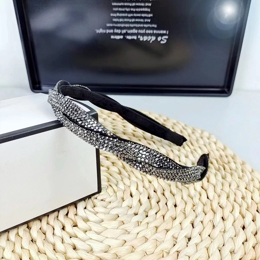 Women's Simple Style Classic Style Solid Color Alloy Rhinestone Inlay Hair Band