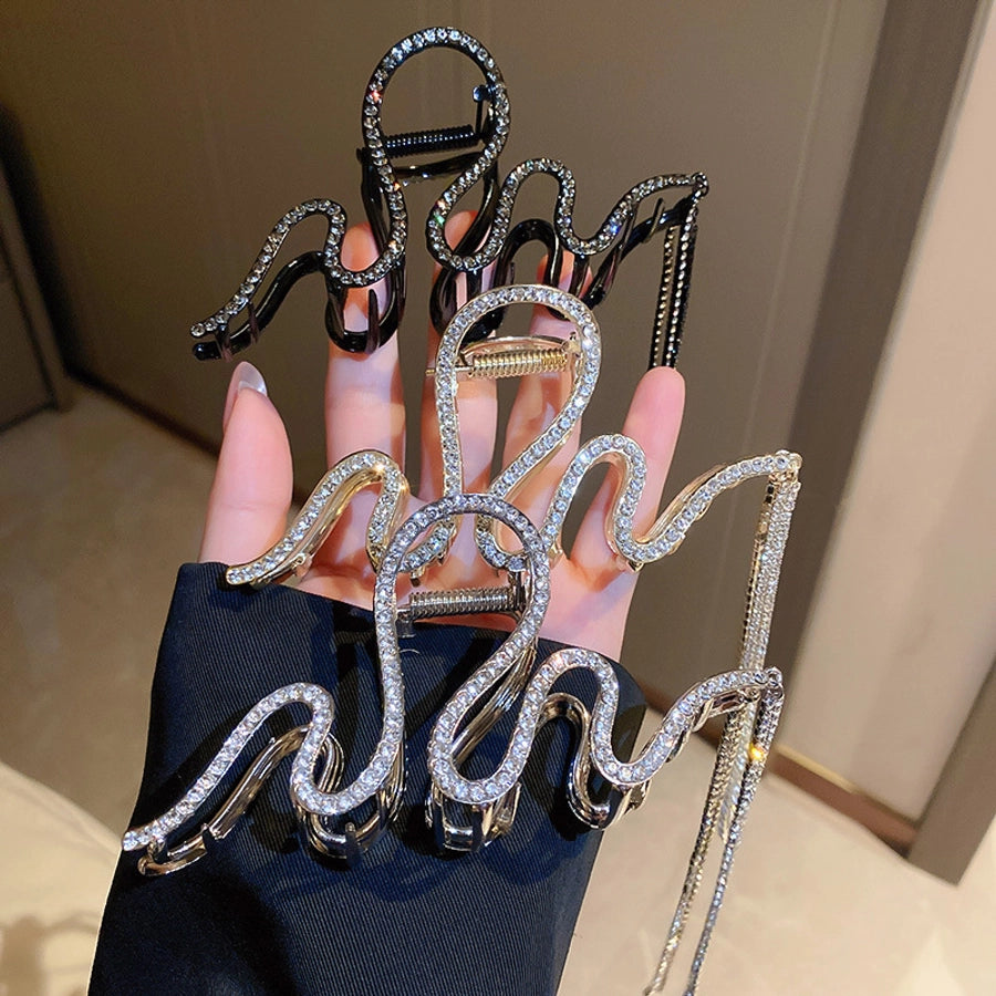 elegant geometric copper tassel rhinestones hair claws 1 piece