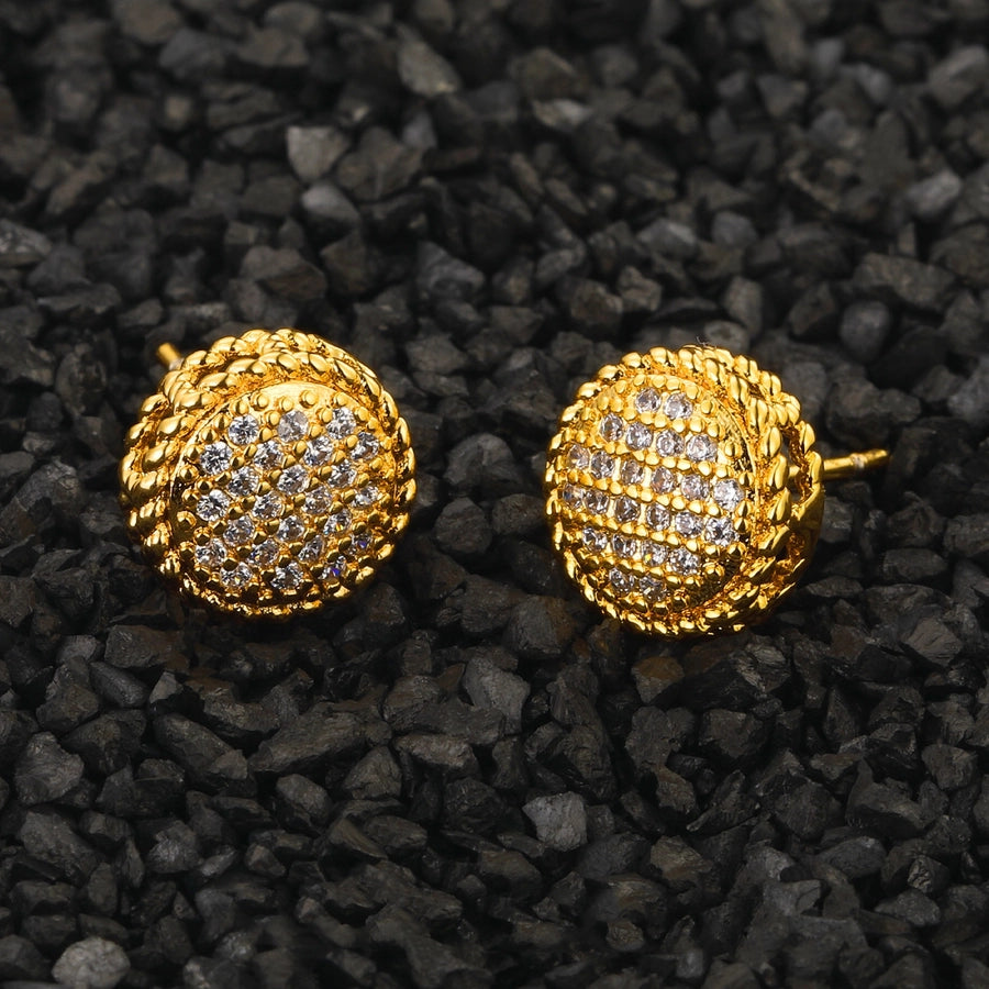 1 Pair Hip-Hop Retro Round Plating Inlay Copper Zircon Ear Studs