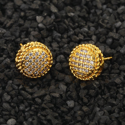 1 Pair Hip-Hop Retro Round Plating Inlay Copper Zircon Ear Studs