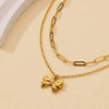 Jewelry Elegant Streetwear Bow Knot 304 Stainless Steel Plating Double Layer Necklaces