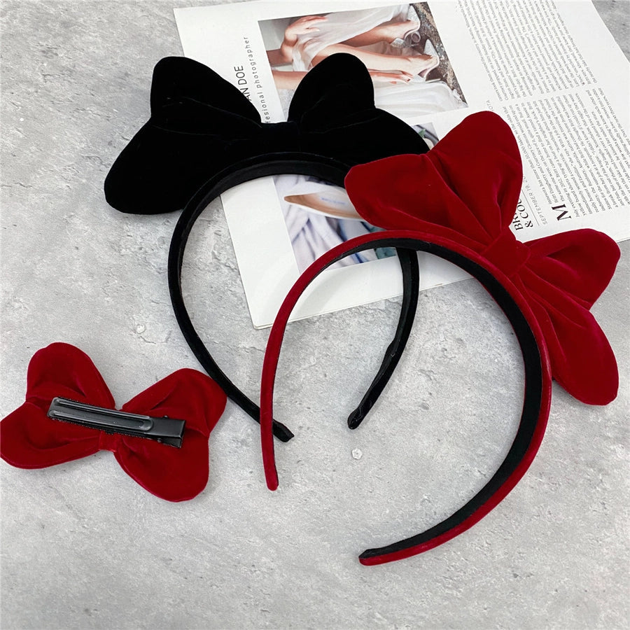 new red big bow headband sweet korean cute hair accessories