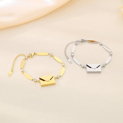 Elegant envelope Oval 304 Stainless Steel 18K Gold Plated  Bracelets In Bulk