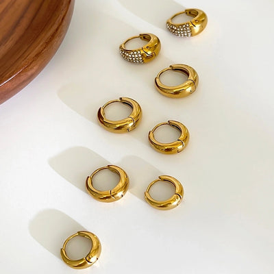 1 Pair Retro Geometric 316L Stainless Steel  Rhinestones 18K Gold Plated Earrings