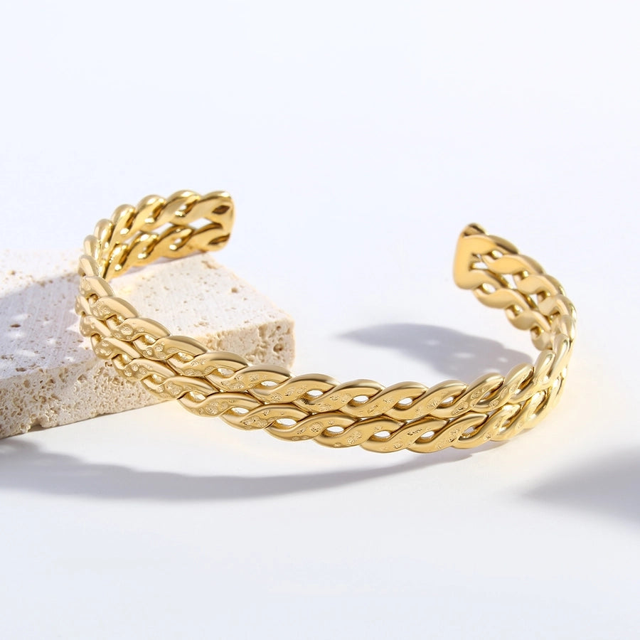 Simple Style Commute Geometric Grain 18K Gold Plated Gold Plated 304 Stainless Steel  Bangle