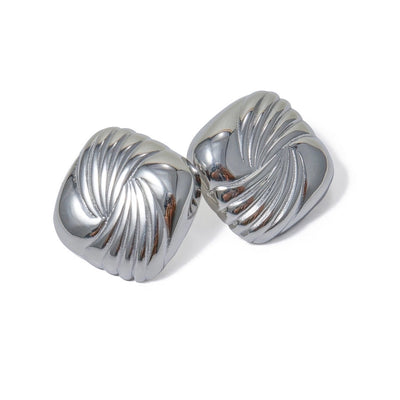 1 Pair Retro Luxurious Geometric Mixed Metal Plating 304 Stainless Steel 18K Gold Plated Ear Studs