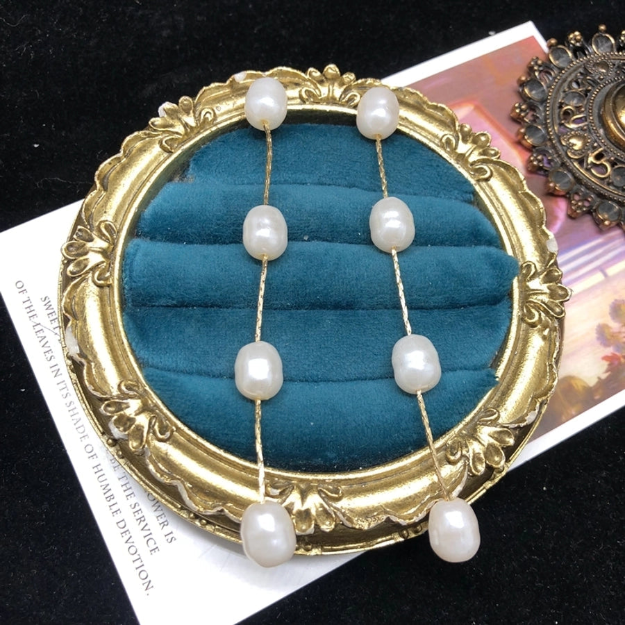 1 Pair Vintage Style Classic Style Geometric Inlay Copper Artificial Pearls Drop Earrings