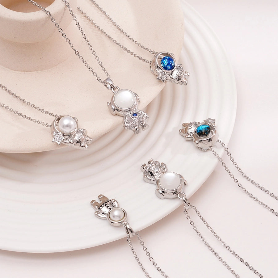 Jewelry Cute IG Style Astronaut Starry Sky 304 Stainless Steel Copper Necklace