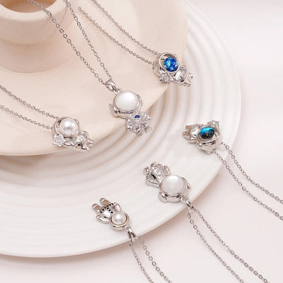 Jewelry Cute IG Style Astronaut Starry Sky 304 Stainless Steel Copper Necklace