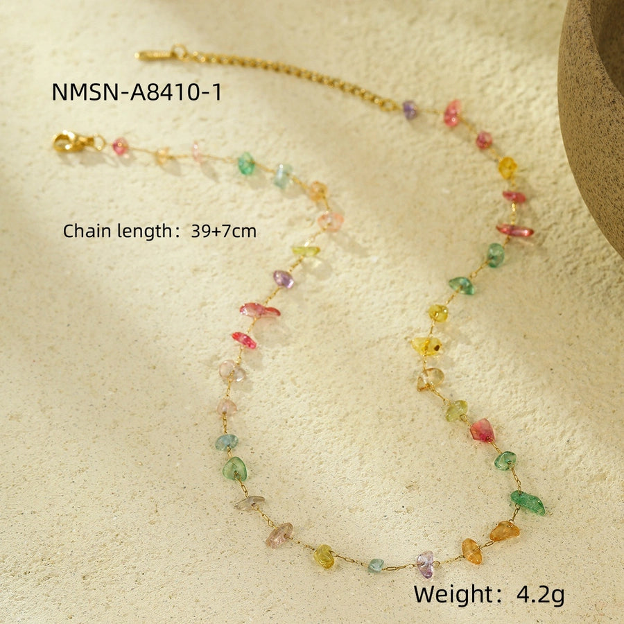 Jewelry Lady Geometric 304 Stainless Steel Natural Stone Plating Jewelry Set