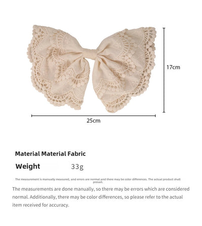 Korean Style White Lace Embroidered Bow Half-Tie Hairpin Women's Head  New Style High-end Elegant Headwear