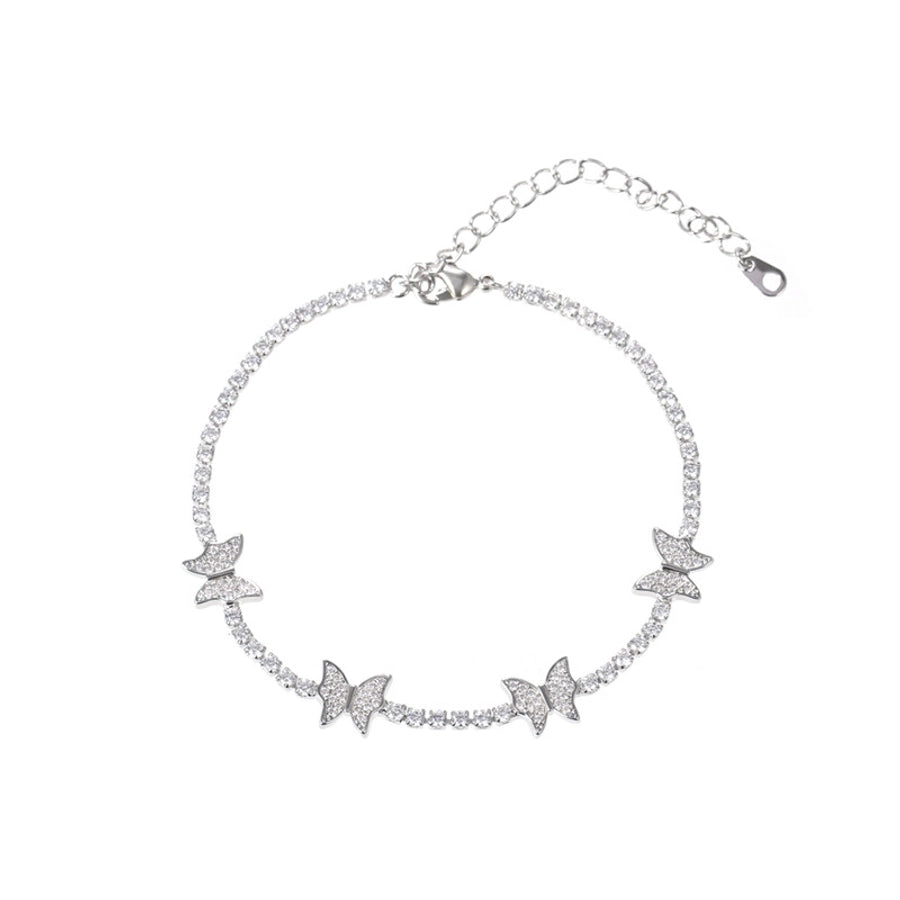 Copper 18K Gold Plated Inlay Butterfly Zircon Bracelets