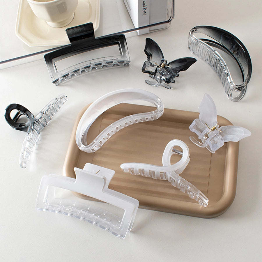 simple style solid color plastic spray paint hair claws 1 piece