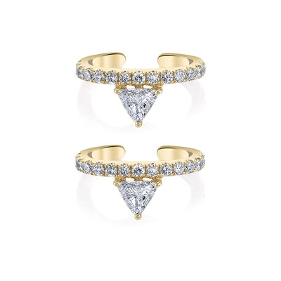 1 Pair Elegant Shiny Geometric Inlay Copper Zircon 24K Gold Plated Ear Cuffs