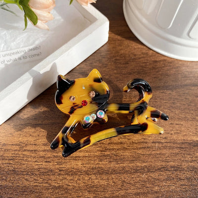 New Cute Cat Acetate Hollow out Grip Sweet Gentle and  Elegant Hair Clip Personalized Hair Accessories Headdress for Women