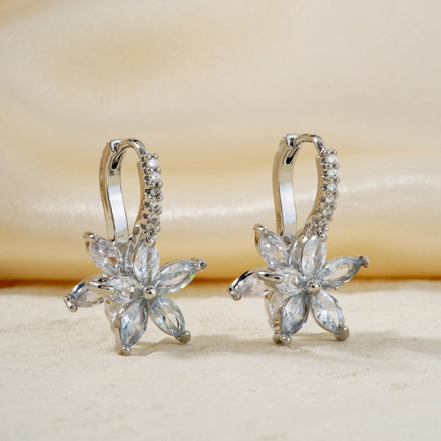 1 Pair Artistic Shiny Geometric Inlay Copper Zircon K Gold Plated Drop Earrings