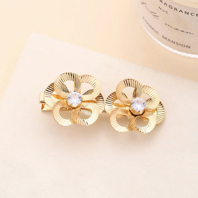 Women's Elegant Lady Baroque Style Flower Metal Plating Inlay Rhinestones Hair Clip