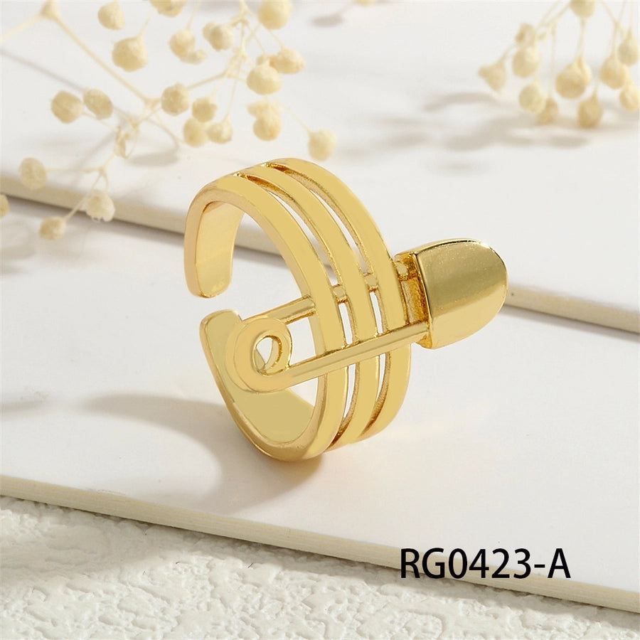 Copper Geometric Solid Color Open Rings