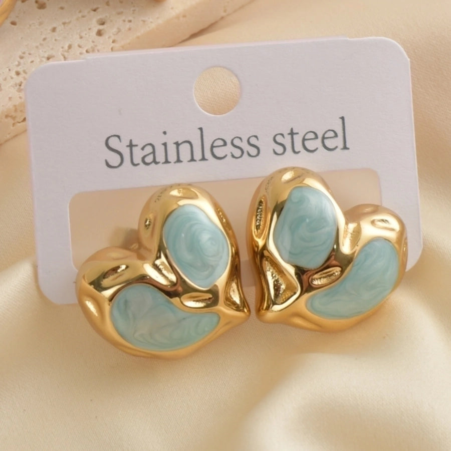 1 Pair Princess Romantic Heart Shape 304 Stainless Steel Ear Studs