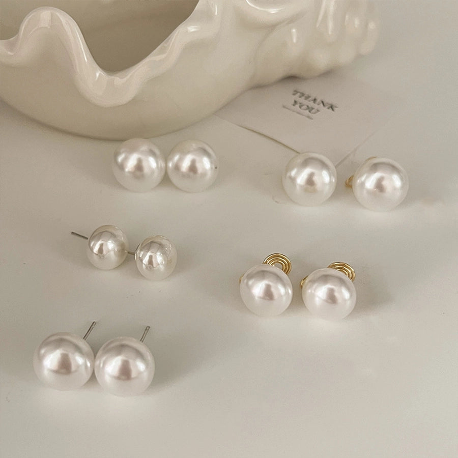 Bright Pearl silver stud earrings  new fashion mosquito coil ear clip commuter good quality earrings Korean temperament online celebrity