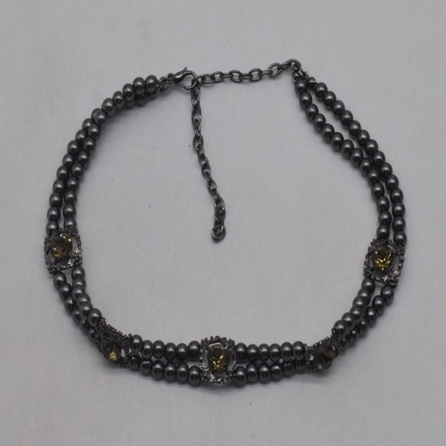 Classic Style Geometric Rhinestones Artificial Pearl Rhinestone  Double Layer Necklaces