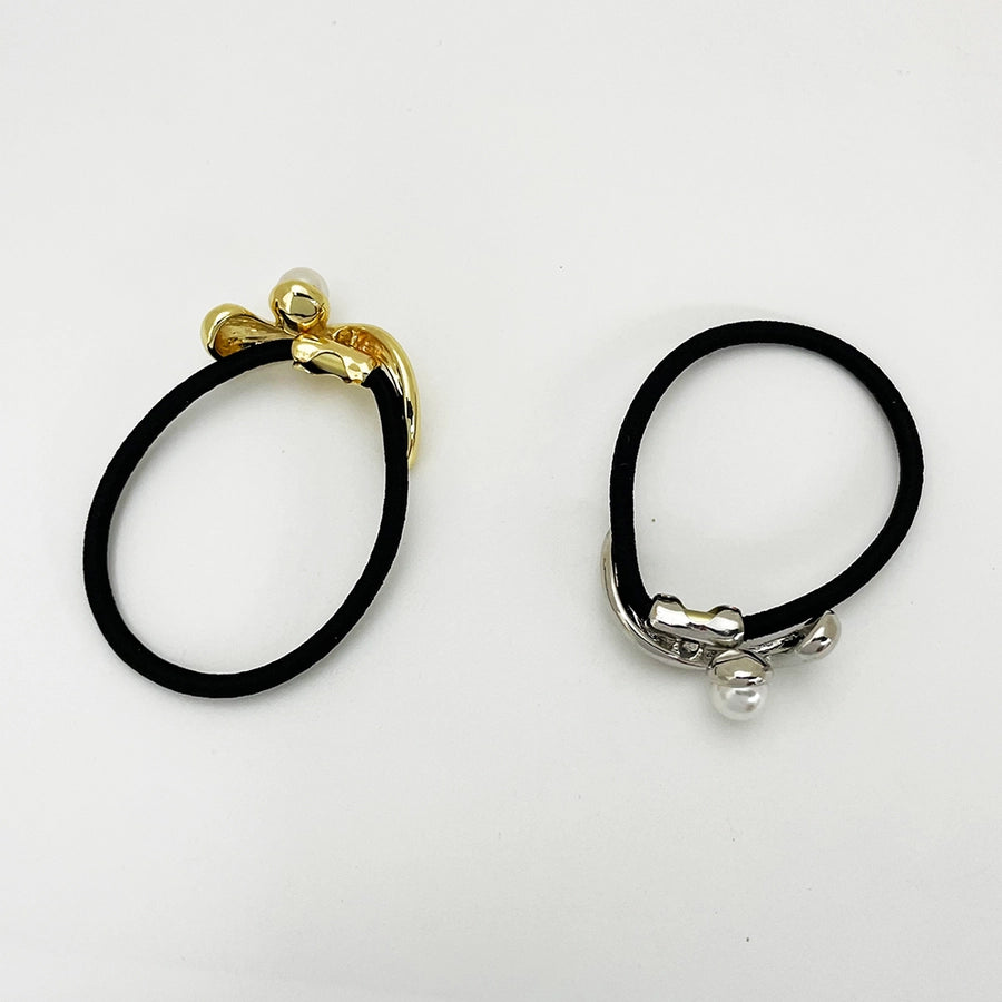 Women's Casual Elegant Simple Style Round Dots Alloy Elastic Band Inlay Pearl Hair Tie