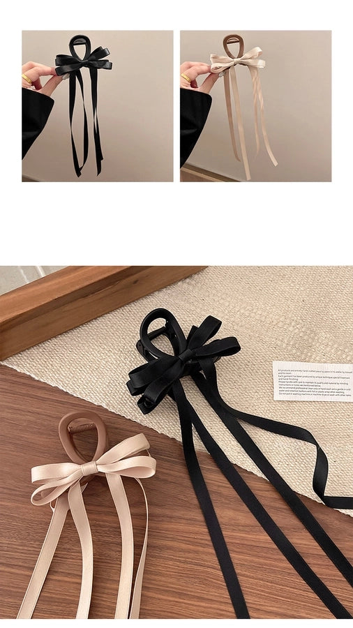 Exquisite ballet style grab clip ribbon bow hairpin female back head elegant elegant shark clip